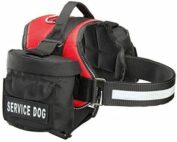 doggie stylz service dog harness with removable saddle bag backpack carrier traveling carrying bag. 2 removable patches. review my little and large pet products marketplace