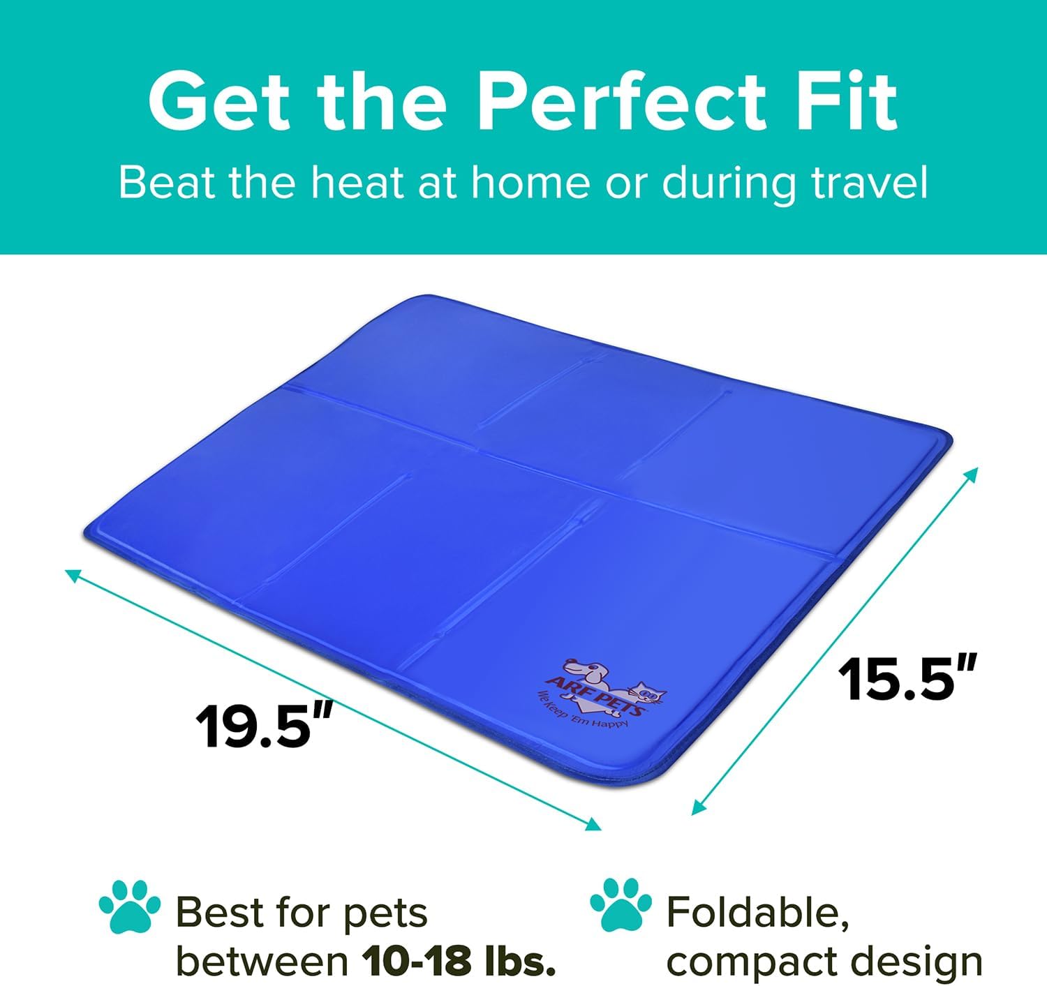 Arf Pets cooling mat dimensions 19.5 by 15.5 inches