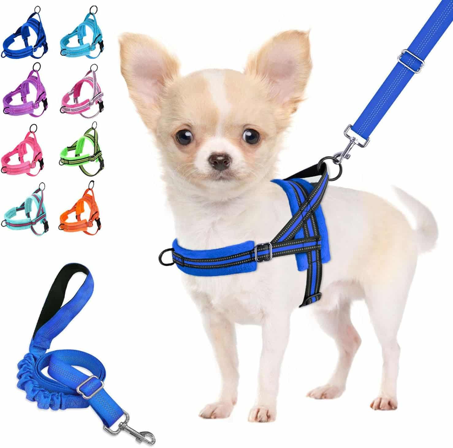 Lukovee soft padded no-pull dog harness and leash set for small dogs