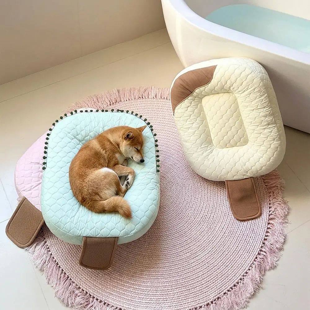 Cooling Ice Silk Heat Absorbing Dog Calming Bed Pet Bed - Ice Cream