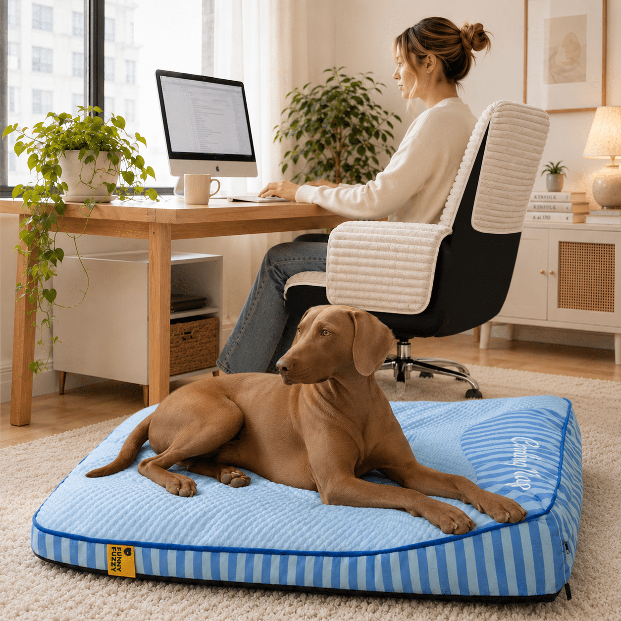 FunnyFuzzy extra-large washable rectangle orthopedic dog bed, the best overall dog bed for a Rottweiler
