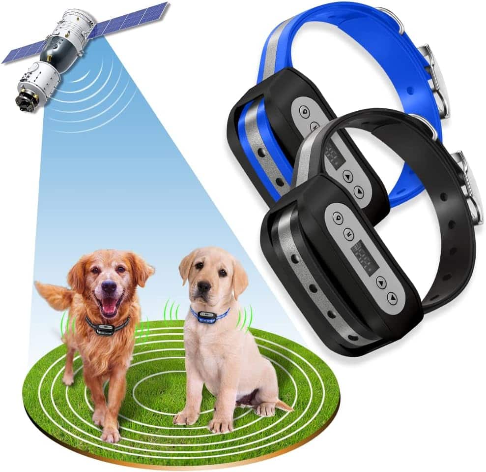 Blingbling Petsfun GPS Wireless Dog Fence System for 2 Dog, Electric Satellite T