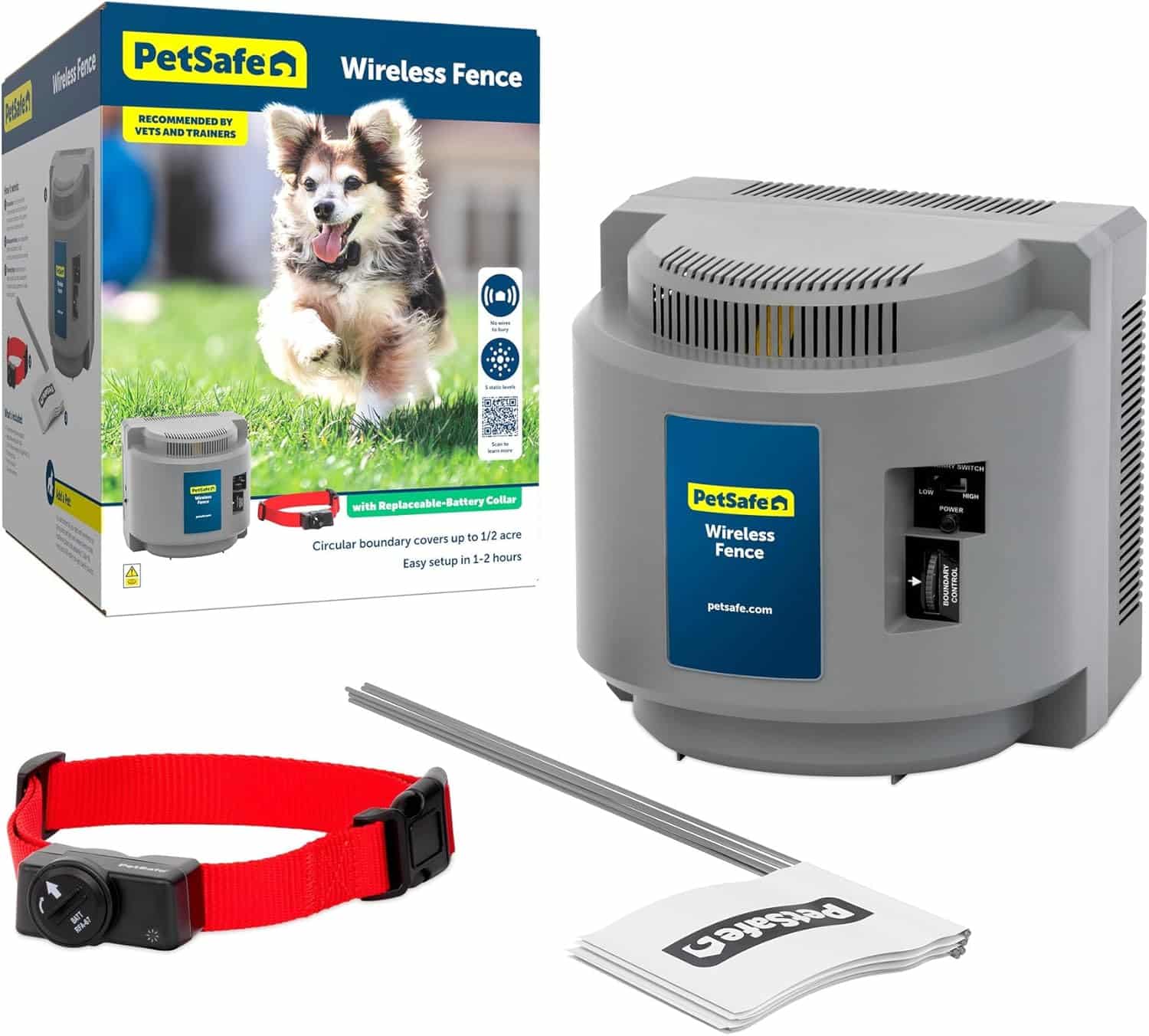 PetSafe Stay and Play compact wireless dog fence transmitter and receiver collar