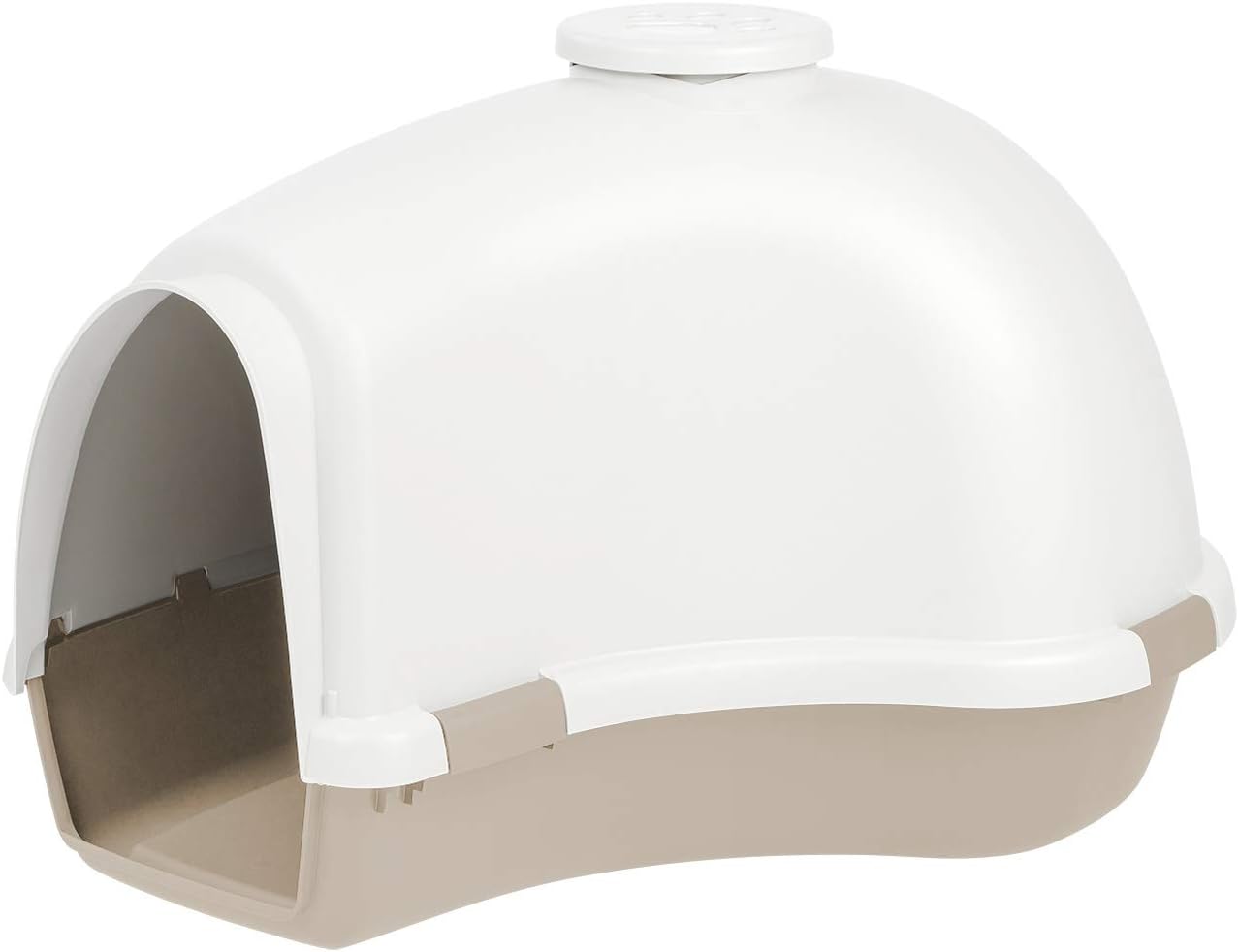 IRIS USA igloo dog house — cream plastic dome with top vent and hooded doorway