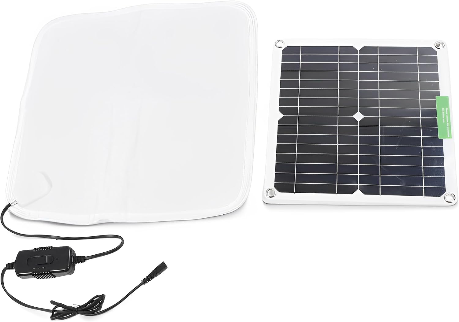 LICAEVEY solar pet heating pad with its included 12V 50W solar panel