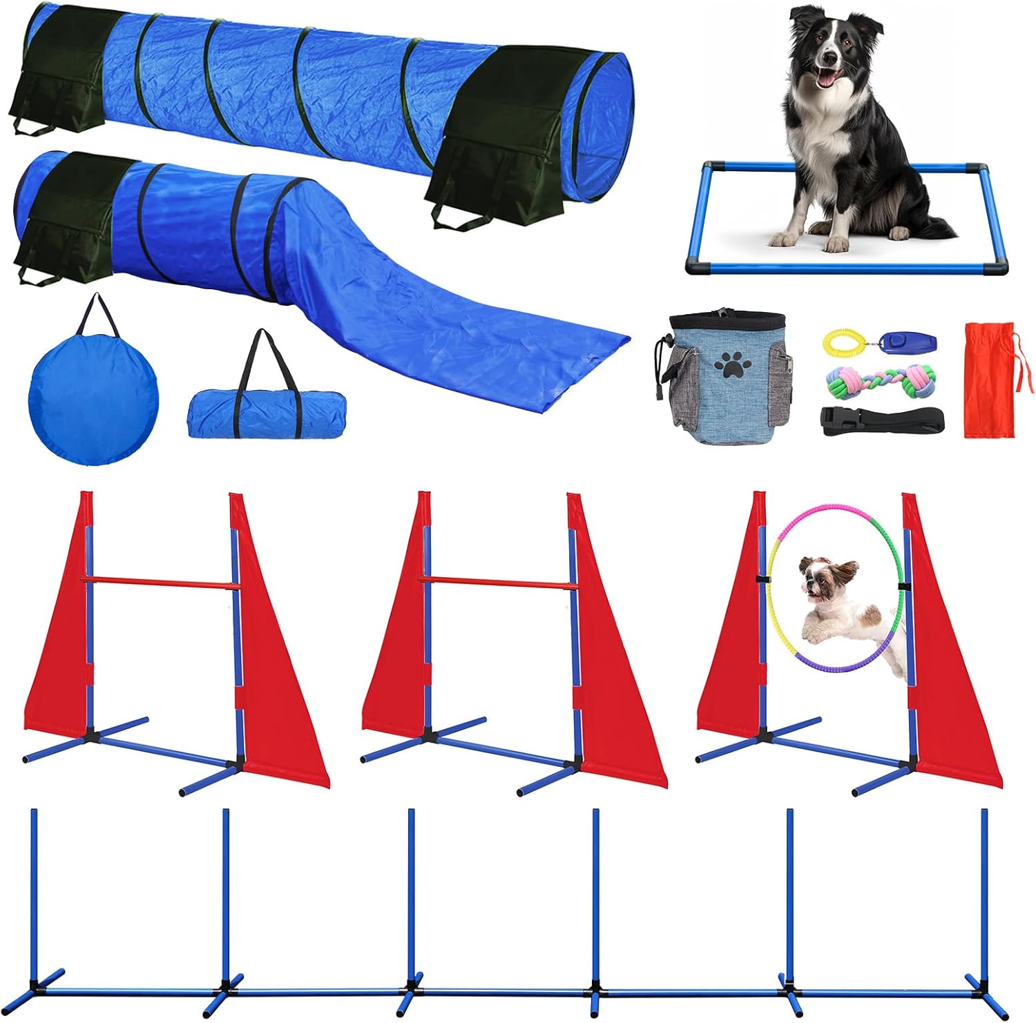 Dog Agility Course Backyard Set, Dog Agility Equipment, Portable Agility Trainin
