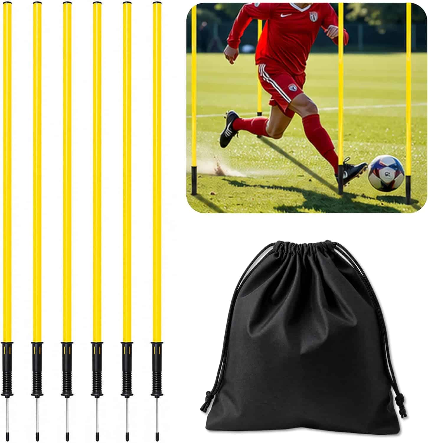 6 Pcs Soccer Agility Poles for Training,5 FT Adjustable Speed and Agility Traini