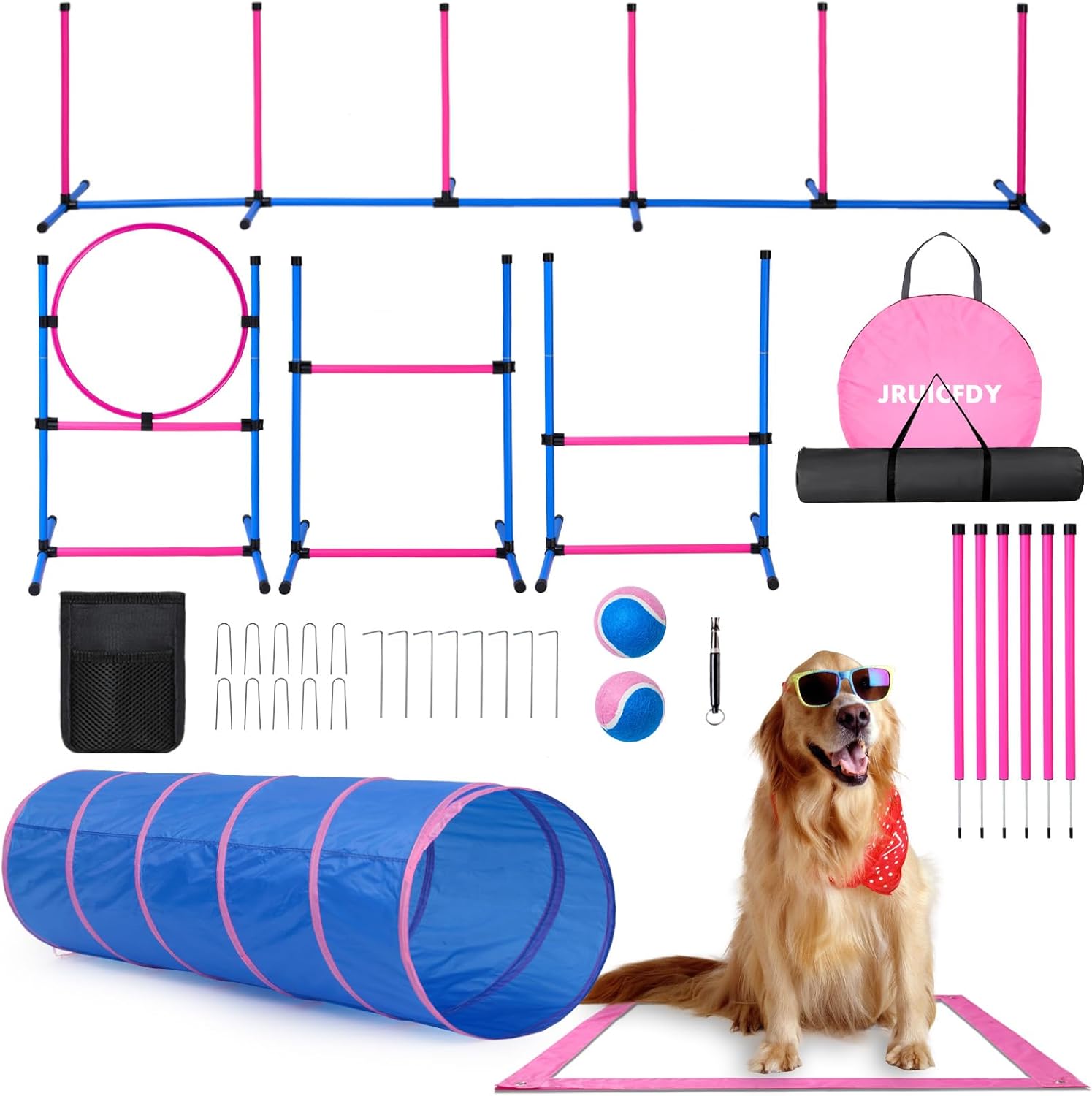 Dog Agility Course Backyard Set, Dog Agility Equipment, Pet obstacle Course Back