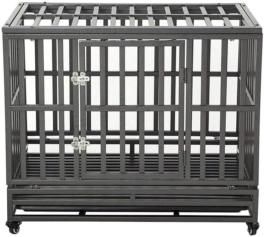 LUCKUP 38 Inch Heavy Duty Dog Cage Metal Kennel and Crate for Large Dogs,Easy to