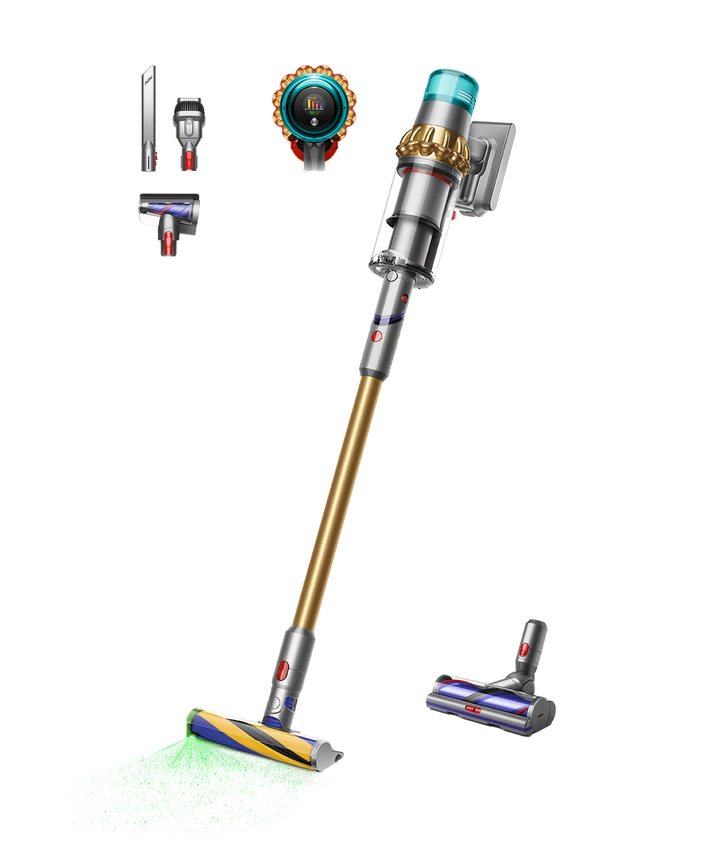 Dyson V15 Detect cordless vacuum for dog hair on hardwood floor