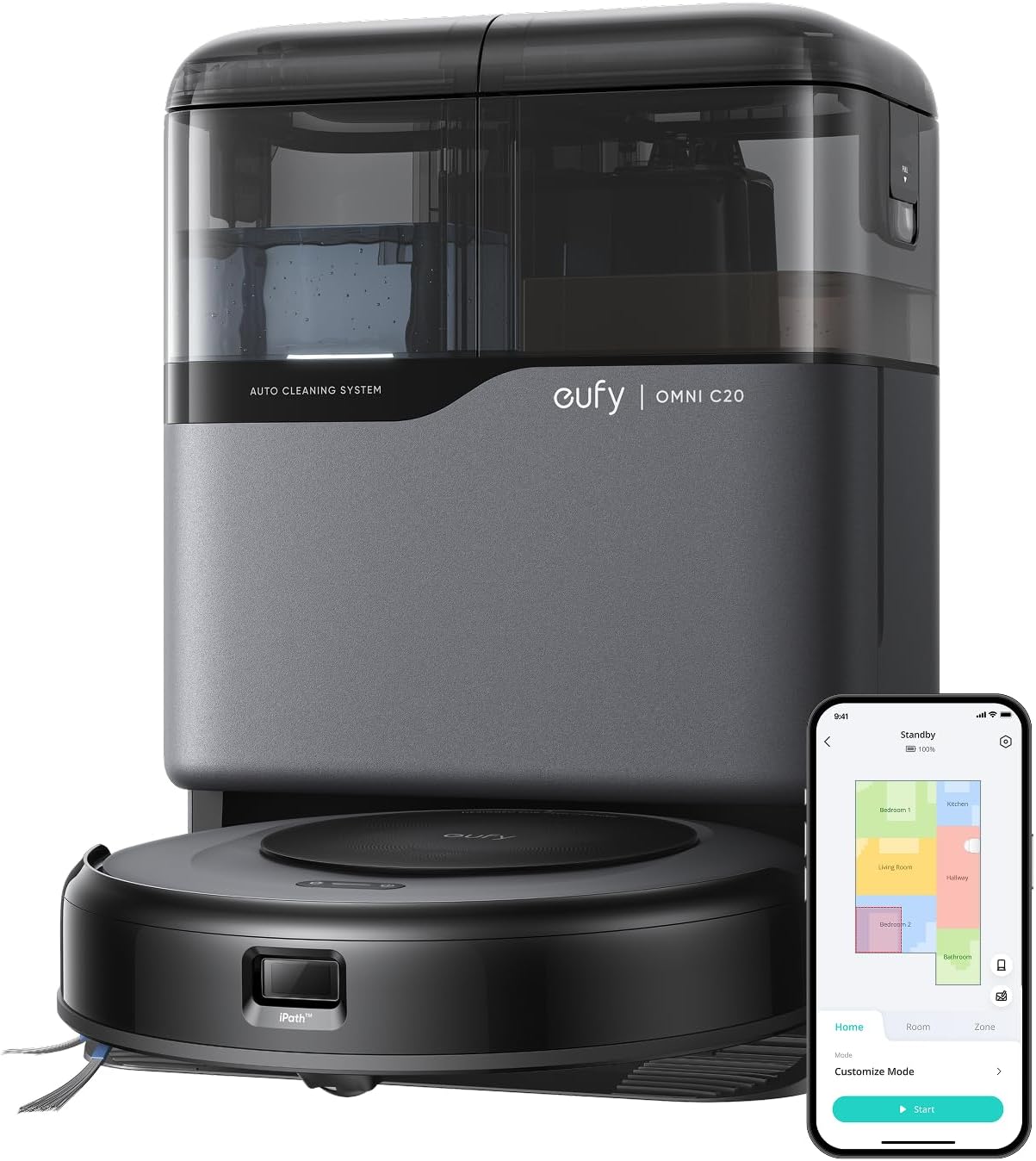 eufy Omni C20 robot vacuum and mop with all-in-one self-emptying and mop-washing station for homes with shedding pets