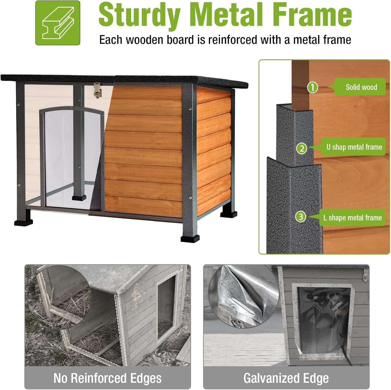 GUTINNEEN dog house reinforced chew-proof iron frame