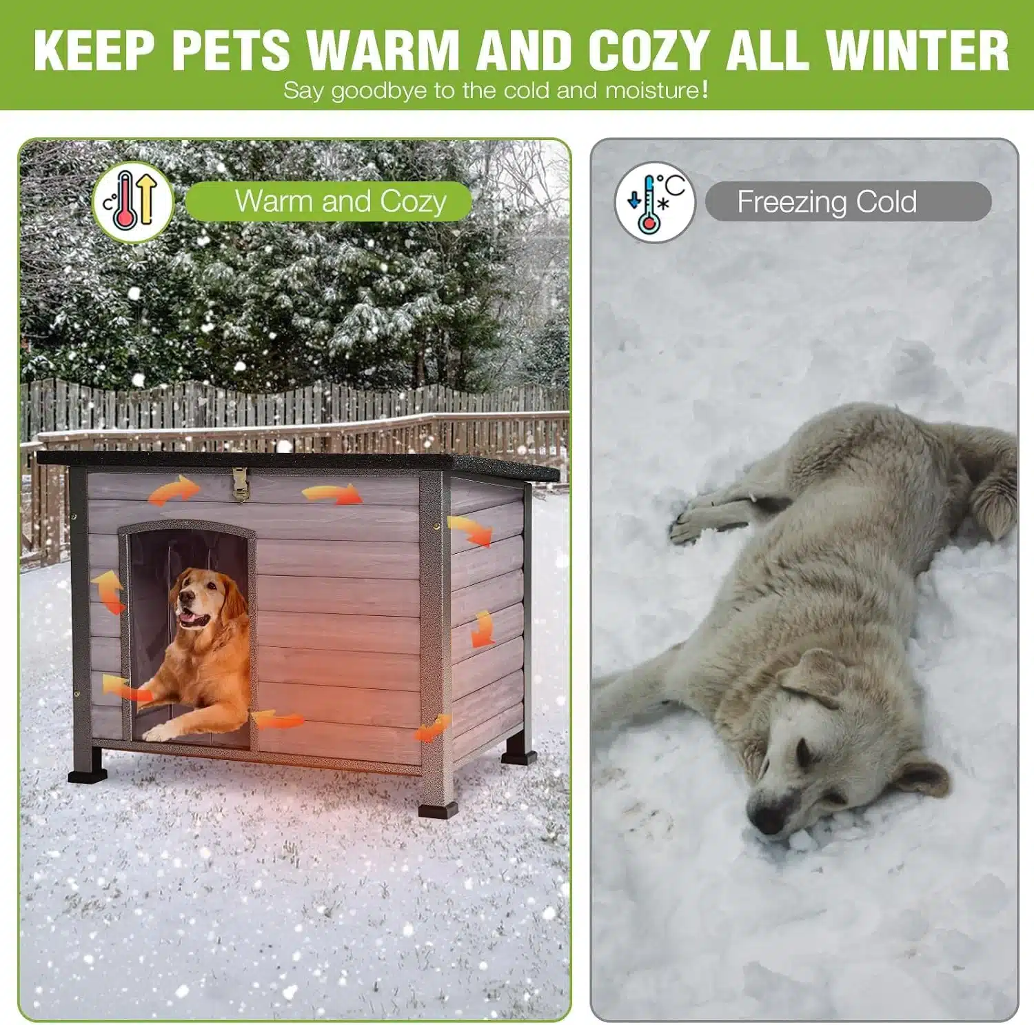 GUTINNEEN insulated dog house with steel frame and raised legs