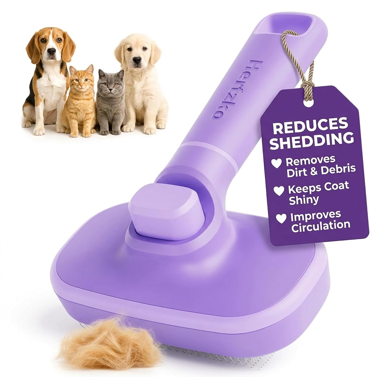 Hertzko self-cleaning slicker brush for dogs with retractable bristles
