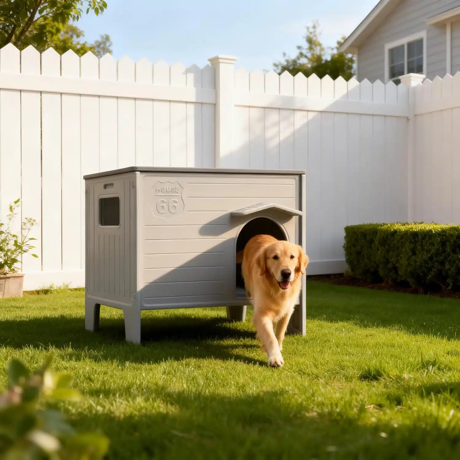 Insulated elevated weatherproof resin dog house