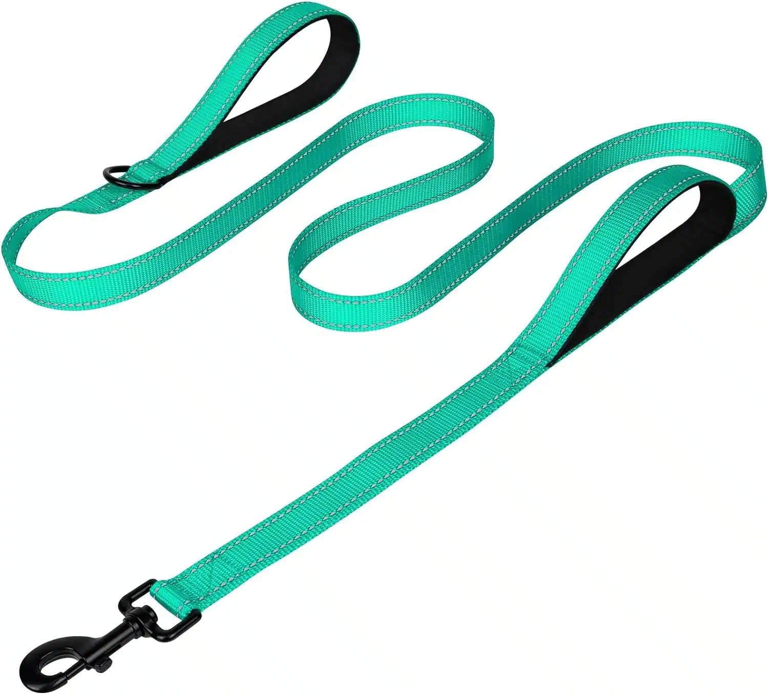 Joytale double-handle reflective dog leash in black with two padded grips for traffic control