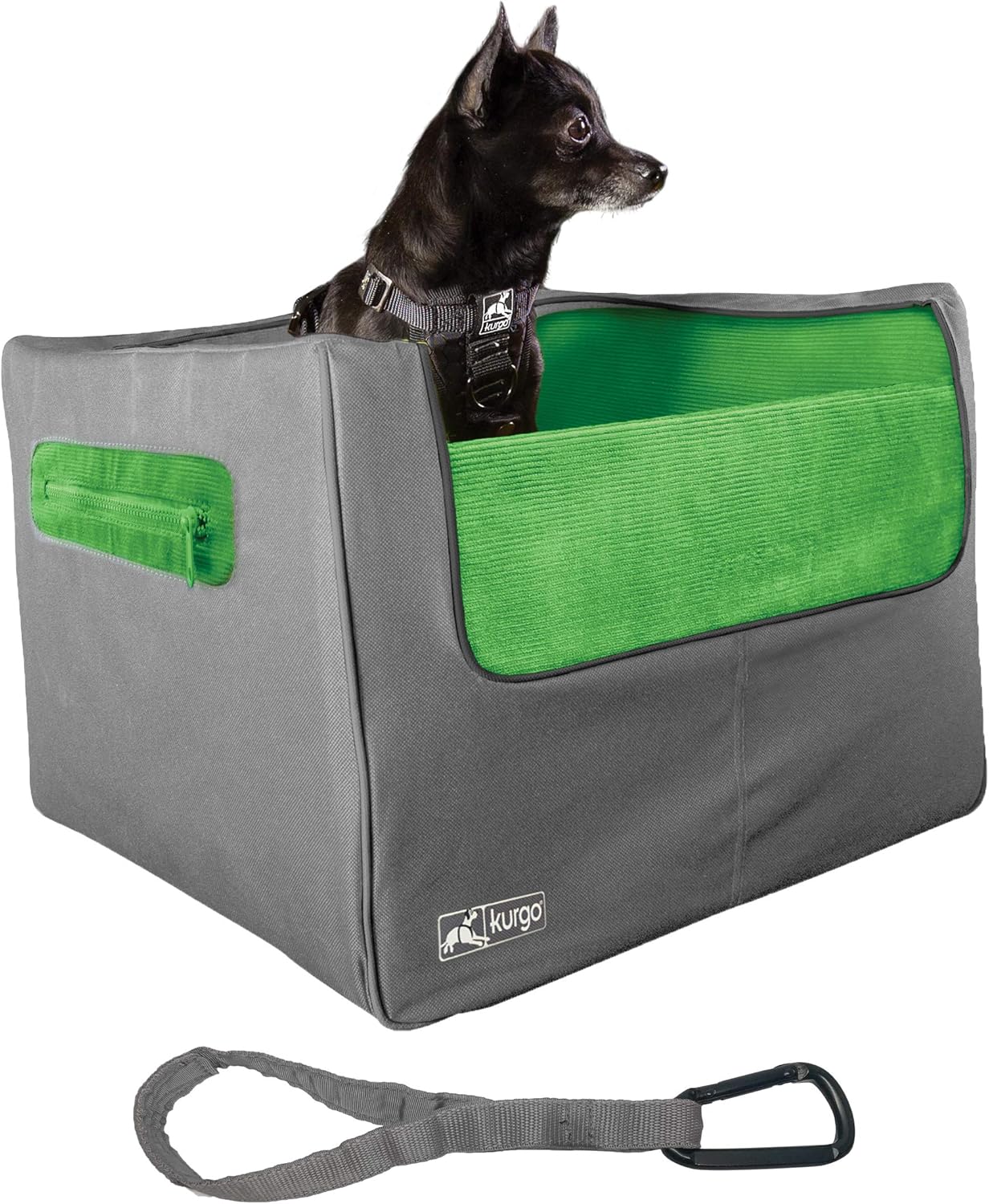 Kurgo Skybox dog booster car seat for small dogs with built-in harness tether strap