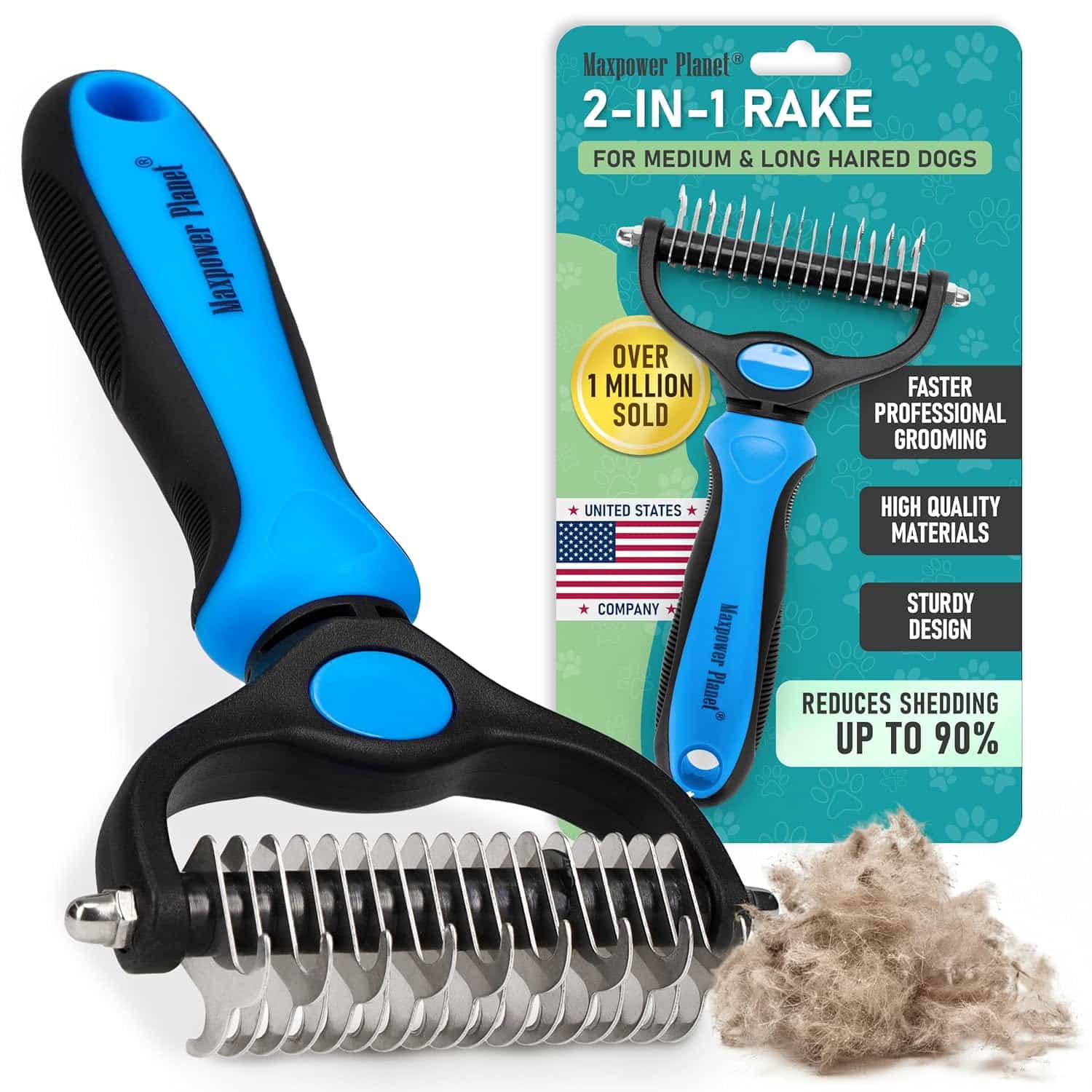Maxpower Planet Original double-sided undercoat rake deshedding tool for double-coated dogs