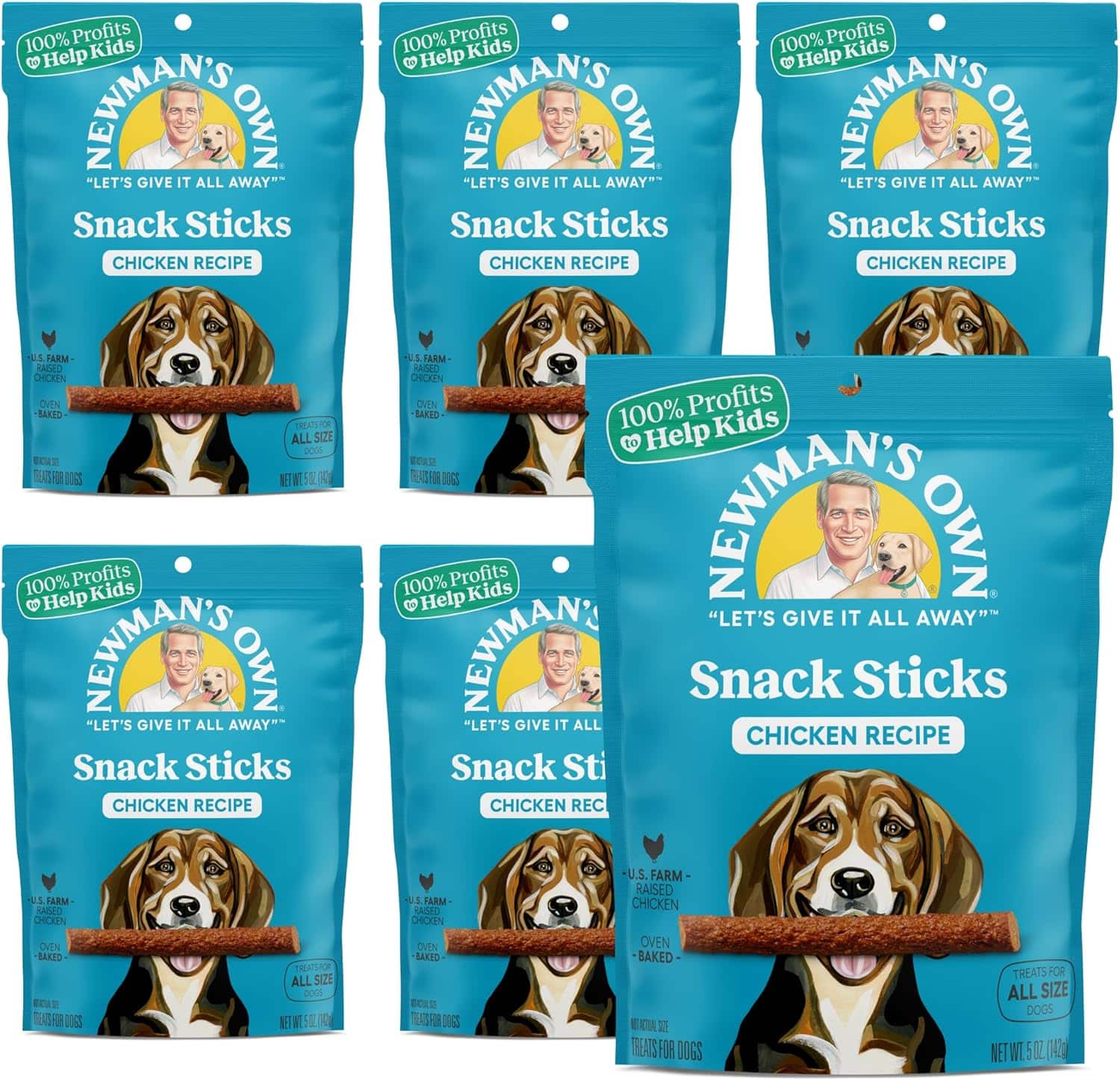 Newman's Own Chicken & Sweet Potato Dog Snack Sticks, 5 oz Bag (Pack of