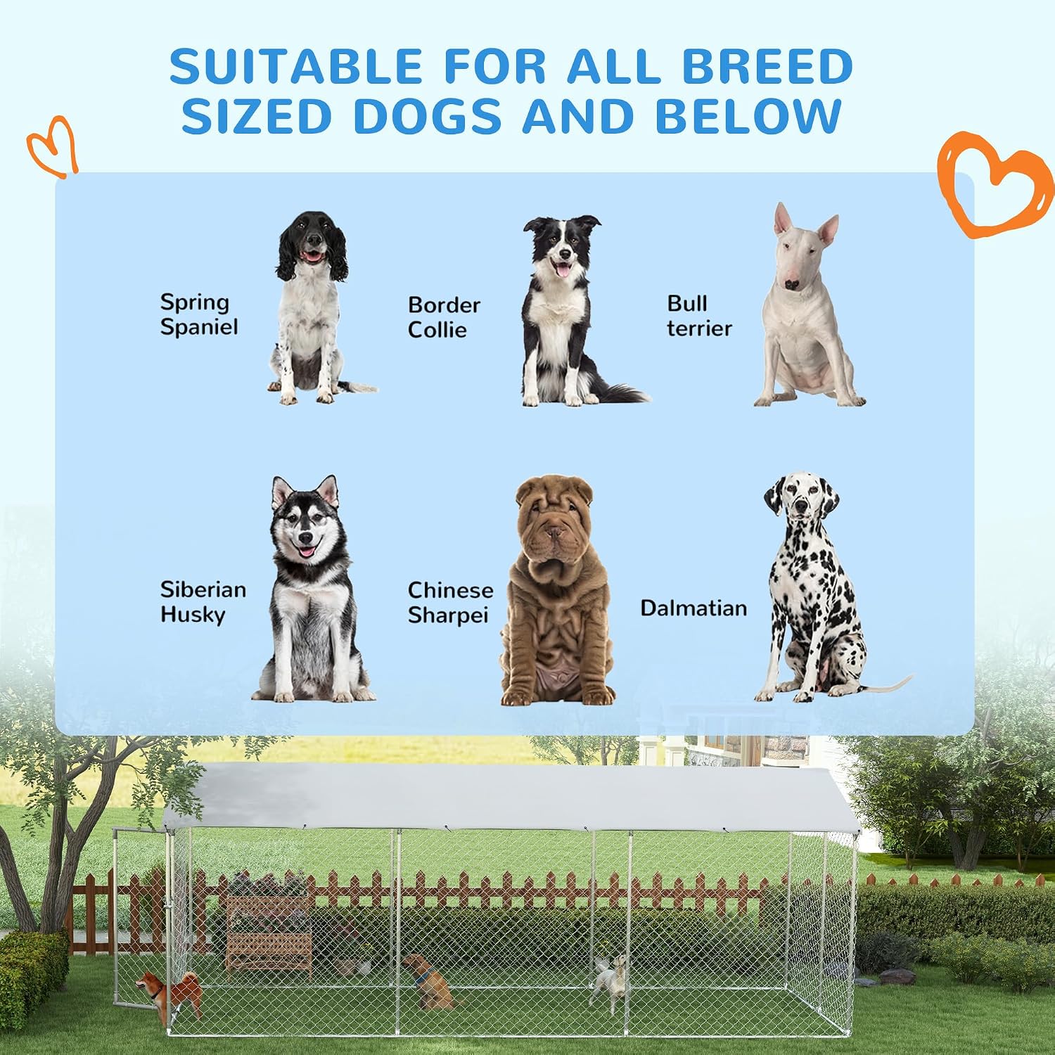 PawHut dog kennel sized for large breeds standing in a yard