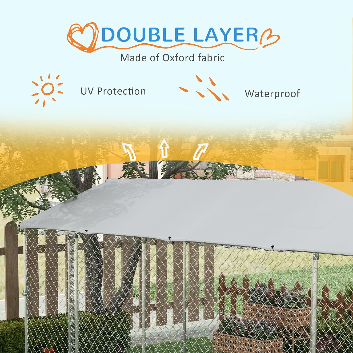 PawHut dog kennel Oxford-fabric waterproof and UV-resistant roof cover close-up