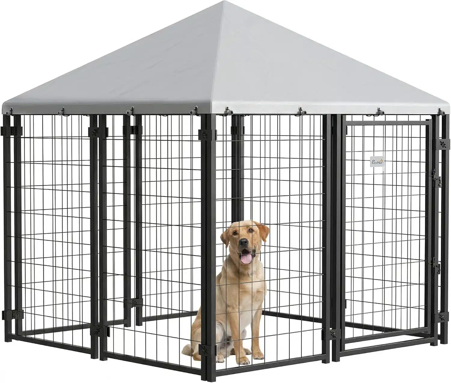 PawHut welded-wire dog kennel with peaked roof