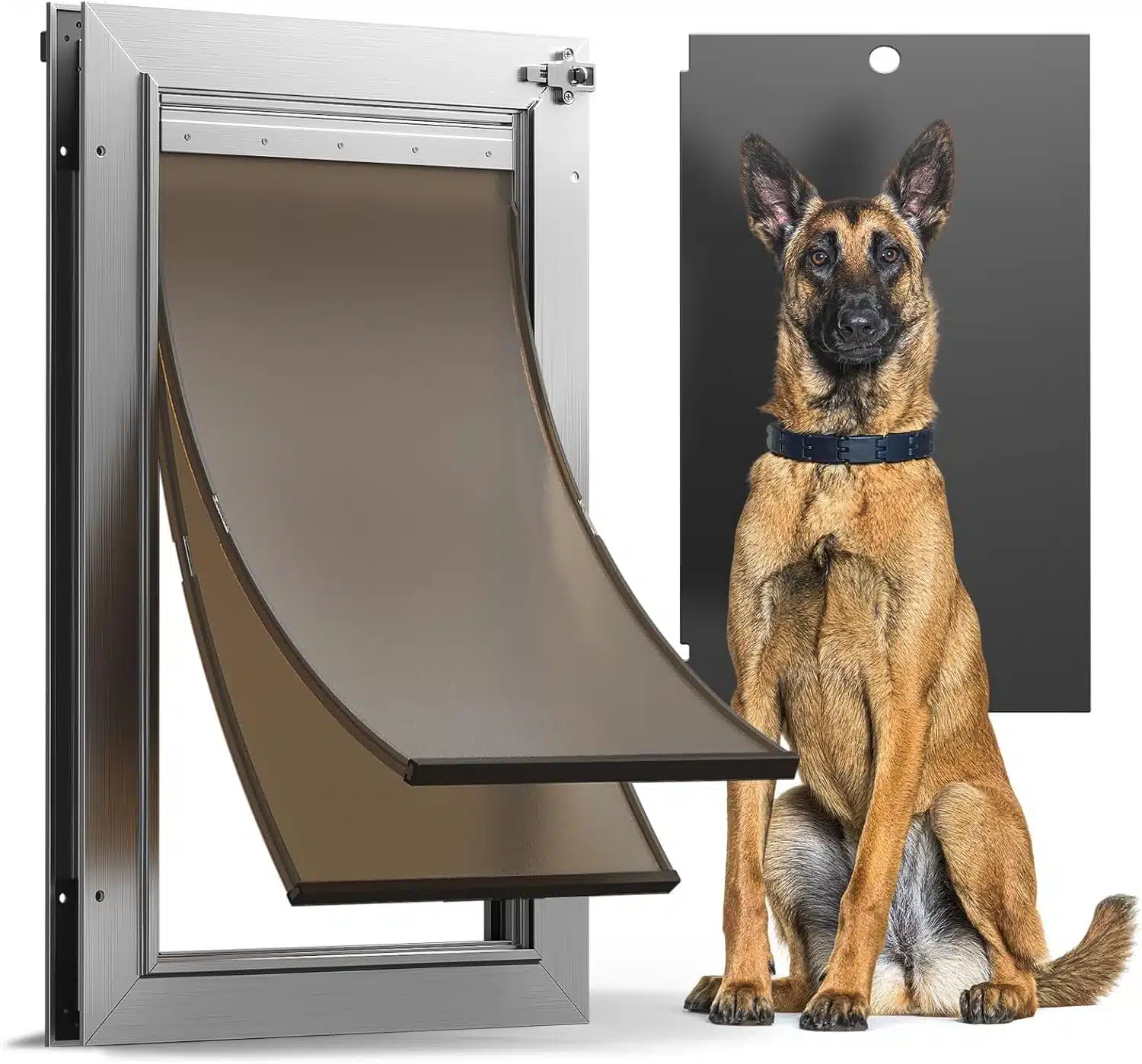 VOSOIR All Aluminum Dog Door for Wall, Heavy-Duty, Double Magnetic Flaps, Pets up to 110 lb