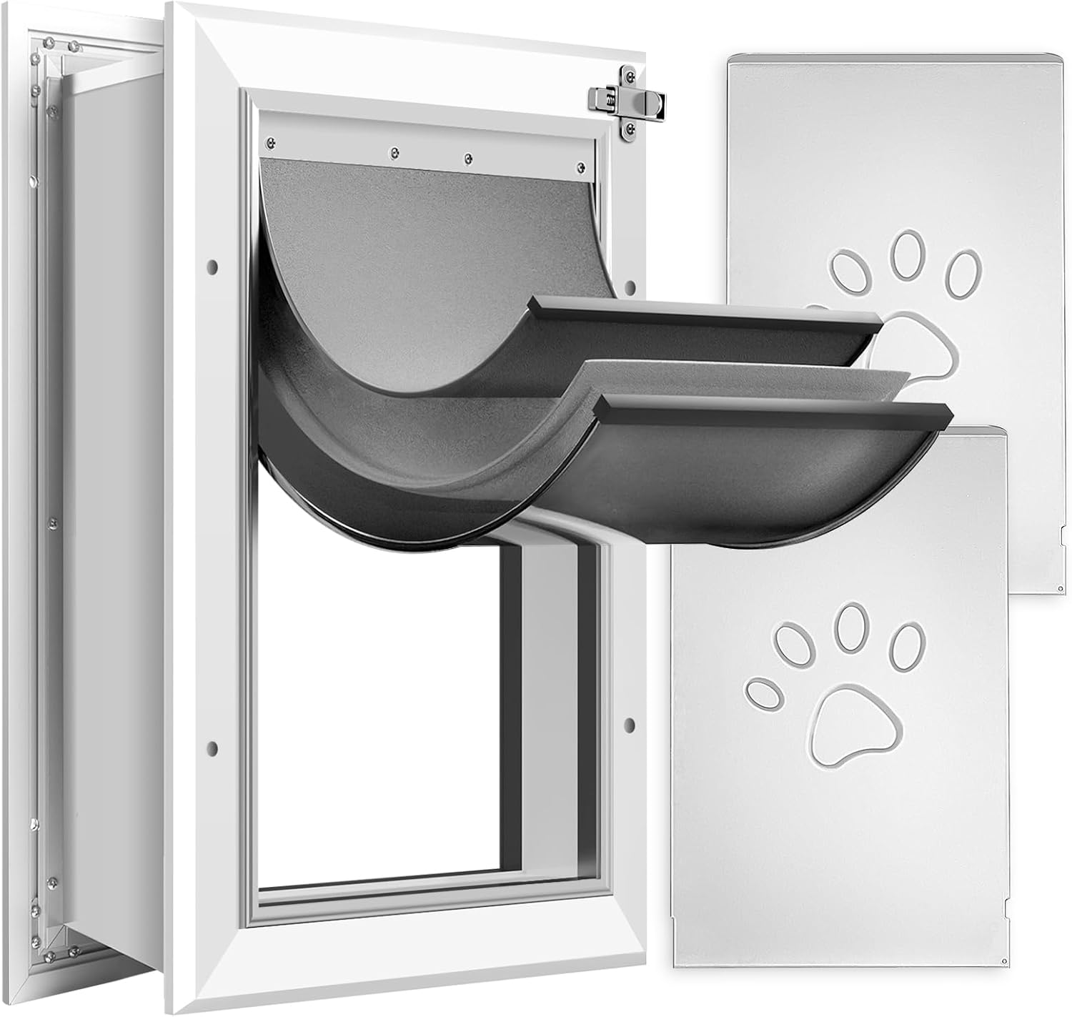 [Petoasis] 3-Flaps Heavy-Duty Dog Door for wall, Rust Proof Aluminum Alloy Frame