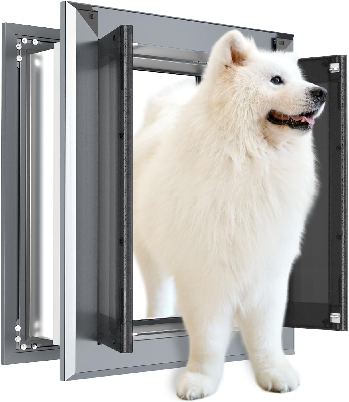 HIDROSIL Dog Door for Wall, Heavy Duty Large Dog Door, Aluminum Frame, Retractab