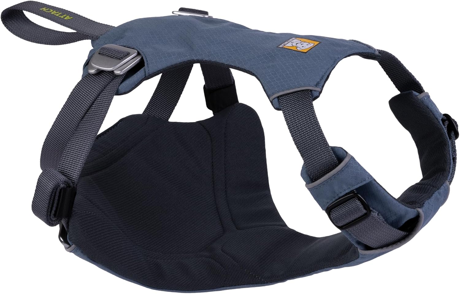 Ruffwear Load Up strength-rated dog car harness for large dogs with metal hardware and seatbelt loop