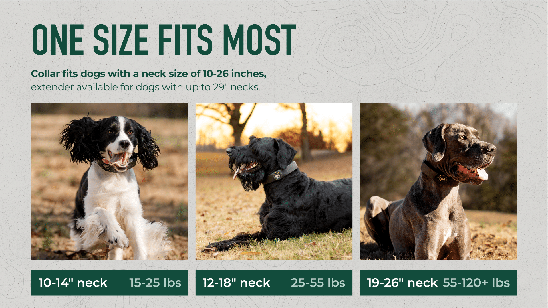 SpotOn Nova collar fit on a dog and the adjustable GPS fence range