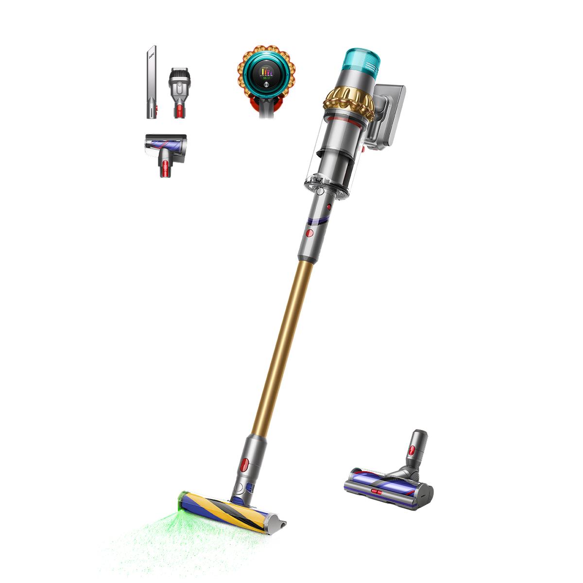 Dyson V15 Detect cordless vacuum with the green-laser Fluffy soft roller for pet hair on hardwood floors