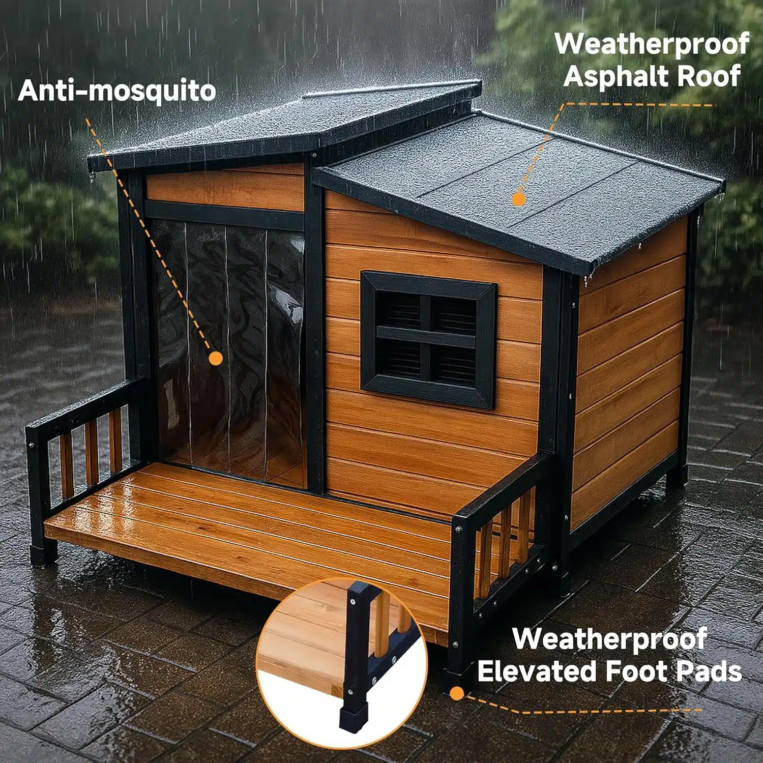 WHEGETED weatherproof insulated elevated dog house for large dogs